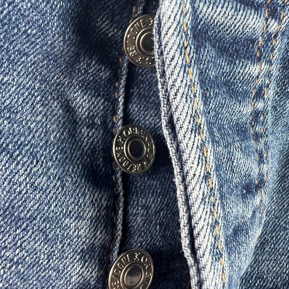 Re/Done Jean Women 25x26* 70s Stove Pipe High Rise Skinny Crop Blue Denim Tag 25 - Picture 6 of 16